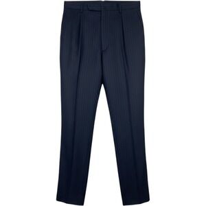 Rochester Dress Pants Mens 41 XL Navy Blue Excellent Pinstripe Wool Pleated